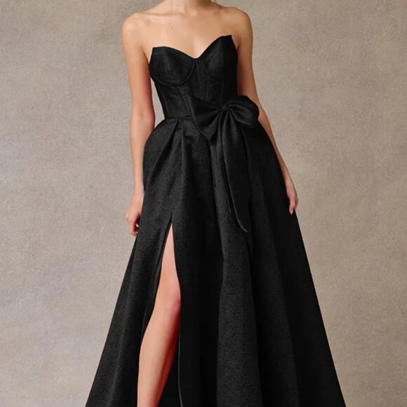 Elegant Strapless Purple Evening Gown - Picture 3 of 6